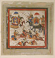 "Gav and Talhand in Battle", Folio from a Shahnama (Book of Kings), Abu&#39;l Qasim Firdausi (Iranian, Paj ca. 940/41–1020 Tus), Ink, opaque watercolor, and gold on paper