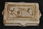 Model of a House with Amorous Couple, Stonepaste; molded, glazed in opaque white, luster-painted