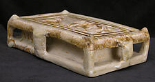 Model of a House with Amorous Couple, Stonepaste; molded, glazed in opaque white, luster-painted