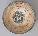 Bowl, Composite body; underglaze painted in blue and black on white slip