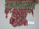 Tapestry-Woven Fragment, Wool; slit-tapestry weave with eccentric wefts