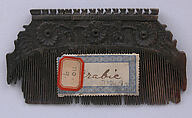Comb, Wood; carved, inlaid with ebony?