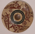 Spindle Whorl, Bone; incised and inlaid with paint