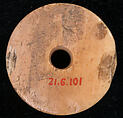 Spindle Whorl, Bone; incised and inlaid with paint