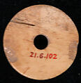 Spindle Whorl, Bone; incised and inlaid with paint