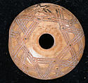 Spindle Whorl, Bone; incised and inlaid with paint