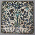 Tile Panel, Stonepaste; polychrome painted under transparent glaze
