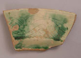 Two Fragments of Splashed Sgraffito Ware, Earthenware; slipped, incised, glazed, and splashed