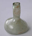 Bottle, Greenish glass; free-blown, undecorated