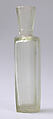 Faceted Bottle, Glass, greenish; blown and cut