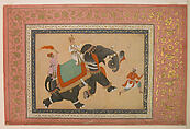 Prince Riding an Elephant, Painting by Khem Karan, Ink, opaque watercolor, and gold on paper