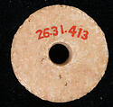 Spindle Whorl, Bone; incised and inlaid with paint