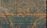 Textile Fragment, Silk, gold wrapped silk, and undyed linen; compound weave