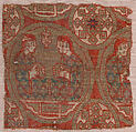 Textile with Musicians, Silk, gilt animal substrate around a silk core; lampas