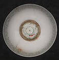 Bowl, Stonepaste; pierced and underglaze painted (Gombroon ware)