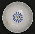 Bowl, Stonepaste; pierced and underglaze painted (Gombroon ware)