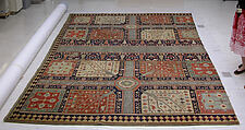 Fragment of a Garden Carpet, Cotton (warp and weft); wool (pile); symmetrically knotted pile
