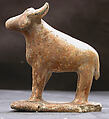 Figurine of a Bovine, Stonepaste; transparent turquoise glaze (iridized)