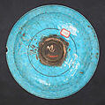 Dish, Stonepaste; painted in black under turquoise glaze