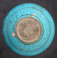 Dish, Stonepaste; painted in black under turquoise glaze