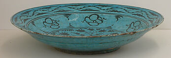 Dish, Stonepaste; painted in black under turquoise glaze