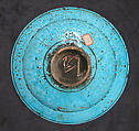 Dish, Stonepaste; painted in black under turquoise glaze