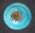 Dish, Stonepaste; painted in black under turquoise glaze