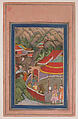 "Encampment in the Hills: Jahangir with Falcon", Folio from a Manuscript of the Akbarnama. Folio from the Davis Album, Abu'l Fazl Indian, Ink, opaque watercolor, and gold on paper