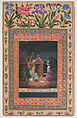 "Two Old Men in Discussion Outside a Hut", Folio from the Davis Album, Painting by &#39;Ali Quli Jabbadar (Iranian, active second half 17th century), Ink, opaque watercolor, and gold on paper