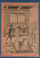 "Copper Plate Printers at Work", Folio from the Davis Album, Muhammad Zaman  Iranian, Ink on paper
