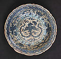 Dish with Phoenixes, Earthenware; painted under transparent glaze