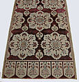 Cushion Cover (Yastik), Silk, linen (?); cut and voided velvet, brocaded