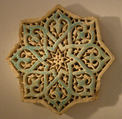 Carved Star Tile, Stonepaste; carved and partially glazed