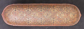 Pen Box, Leather; stamped, gilded, and painted decoration