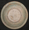 Dish, Earthenware; white slip with monochrome slip decoration under transparent glaze