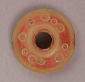Button or Bead, Bone; tinted, incised, and inlaid with paint