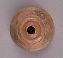 Button or Bead, Bone; tinted, incised, and inlaid with paint