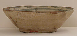 Bowl, Earthenware; white slip with monochome slip decoration under transparent glaze