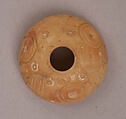 Button or Bead or Spindle Whorl, Bone; tinted, incised and inlaid with paint