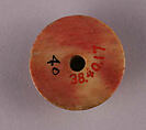 Spindle Whorl, Bone; tinted, incised, and inlaid with paint