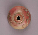 Spindle Whorl, Bone; tinted, incised, and inlaid with paint