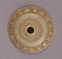 Button or Bead, Bone; incised and inlaid with paint