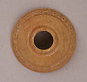 Button or Bead, Bone; incised and inlaid with paint