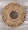 Button or Bead, Bone; incised and inlaid with paint