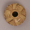 Button or Bead, Bone; incised and inlaid with paint