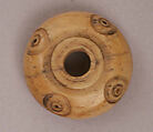 Button or Bead, Bone; incised and inlaid with paint