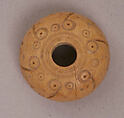 Button or Bead, Bone; incised and inlaid with paint