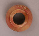 Button or Bead, Bone; tinted, incised, and inlaid with paint