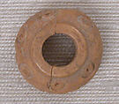 Button or Bead, Bone; incised and inlaid with paint