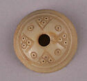 Button or Bead, Bone; incised and inlaid with paint